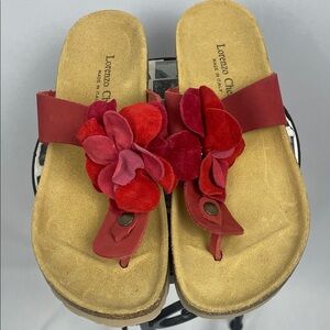 Lorenzo Red Floral Women's Sandals size 6